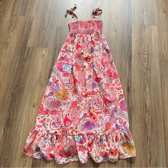 Liberty of London Target Women’s Pink Paisley Maxi Dress XS Sleeveless Smocked - Picture 7 of 12